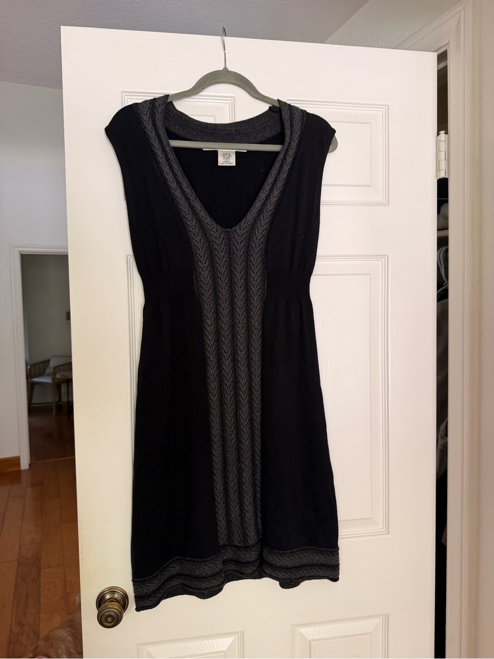 Max Studio Black Cap Sleeve Dress with Charcoal Trim